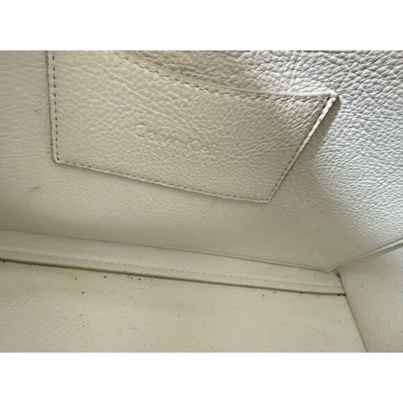 Calvin Klein Tote Green White Tropical Leaves Shoulder Bag Zipper Closure - Picture 7 of 7